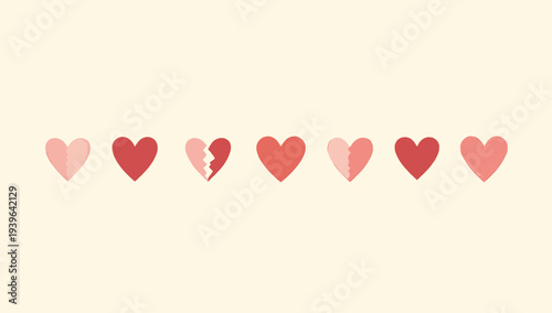 A symbolic illustration of love and conflict, featuring two hearts side by side.