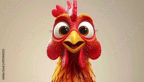 Cartoon Chicken Portrait - A Whimsical and Colorful Character Illustration.