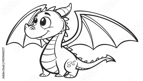 Cute cartoon dragon with big eyes and wings cute dragon smiling dragon