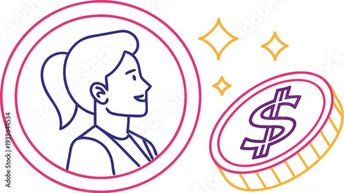 Neon payroll payment with user and coin symbol