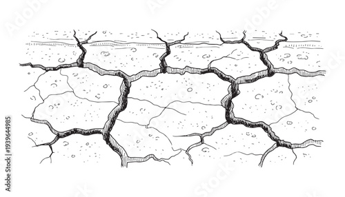 Cracked dry earth surface illustration vector texture pattern drought soil pattern fissures