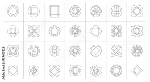 Abstract Geometric Line Art Patterns, Minimalist Design Elements