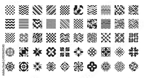 Abstract Geometric Patterns Collection: Black and White Textures