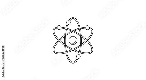 Atomic structure symbol, stylized atom icon, science and research concept