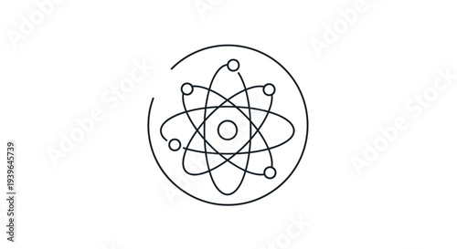 Atom Icon, Science Symbol, Atomic Structure, Nuclear Energy, Physics Concept