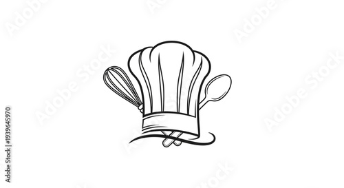 Chef Hat with Whisk and Spoon Sketch - Culinary Icon