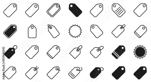 Collection of Various Tag Icons, Labels and Badges for Design