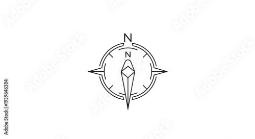 Compass Rose Illustration with North Arrow on White Background