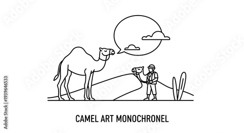 Desert Camel Caravan Art Illustration