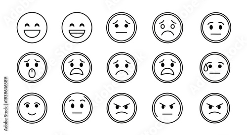 Diverse Emotions Collection: Smiley Faces Expressing Feelings
