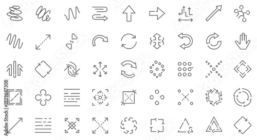 Hand Drawn Arrow and Symbol Icons Set - Line Art and Outline Graphics
