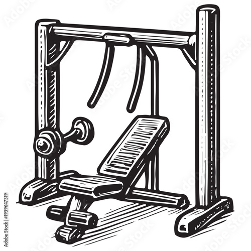Multi Gym Strength Training Machine Illustration – Professional Fitness Workout Equipment
