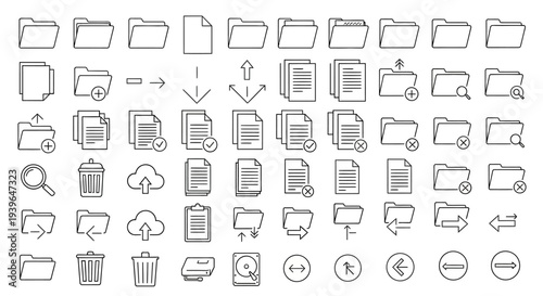 Hand Drawn Folder Icons and Document Symbols Set