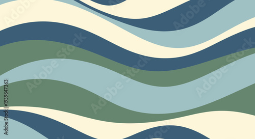 Abstract wavy lines background in blue, green, and cream tones
