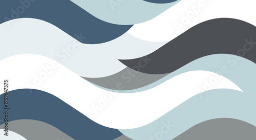 Abstract Wavy Shapes in Cool Blue, Gray, and White Palette