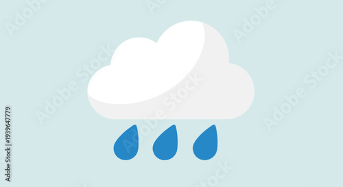 Cloud with Raindrops Icon on Light Blue Background