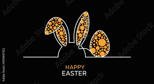 Celebrating Easter with decorated bunny ears illustration on transparent background from a front view