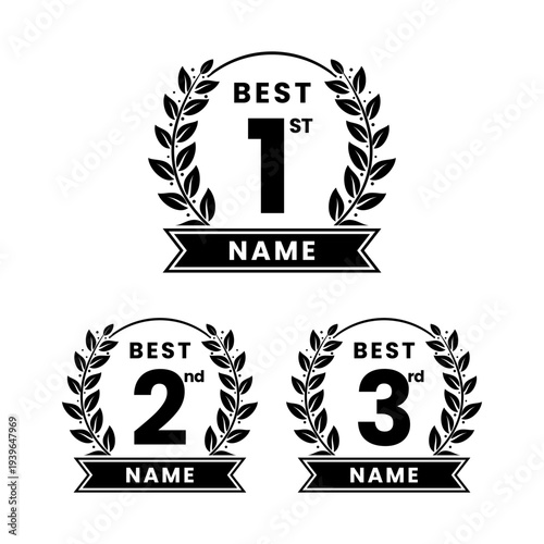 Award winner logo emblems set, award badges with laurel wreaths logo vector template