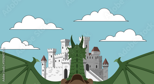 Dragon's View of Fantasy Castle