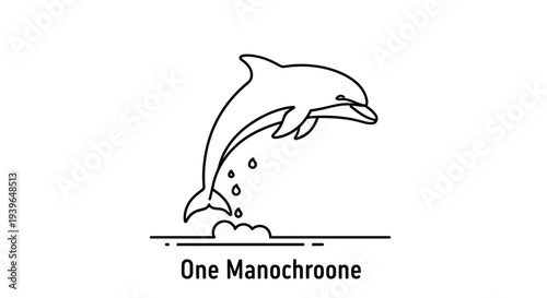 Minimalist Dolphin Jumping Out of Water Line Art Icon