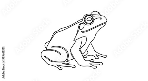 Minimalist Frog Line Art Drawing, Simple Amphibian Illustration