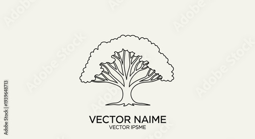 Minimalist Line Art Oak Tree Vector Logo Design