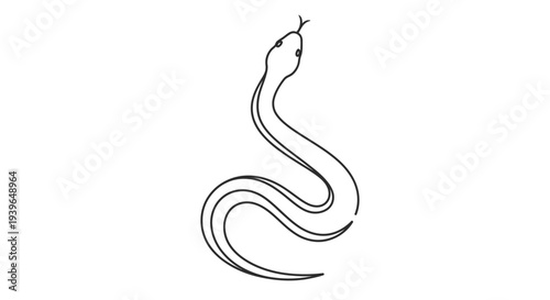 Minimalist Snake Illustration - Single Line Drawing, Vector Art