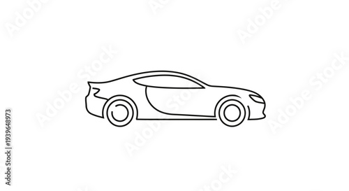 Minimalist sports car outline, sleek design, clean lines, vector icon