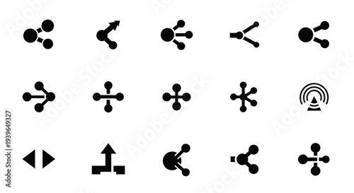 Network Connection Icons, Sharing Symbols, Data Transfer and Link Icons