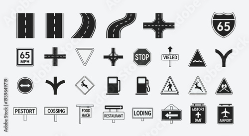 Road Signs and Symbols Collection: Traffic, Navigation, and Information Icons