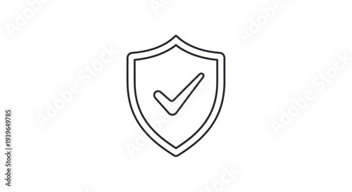 Security icon with checkmark, shield symbol of safety and protection