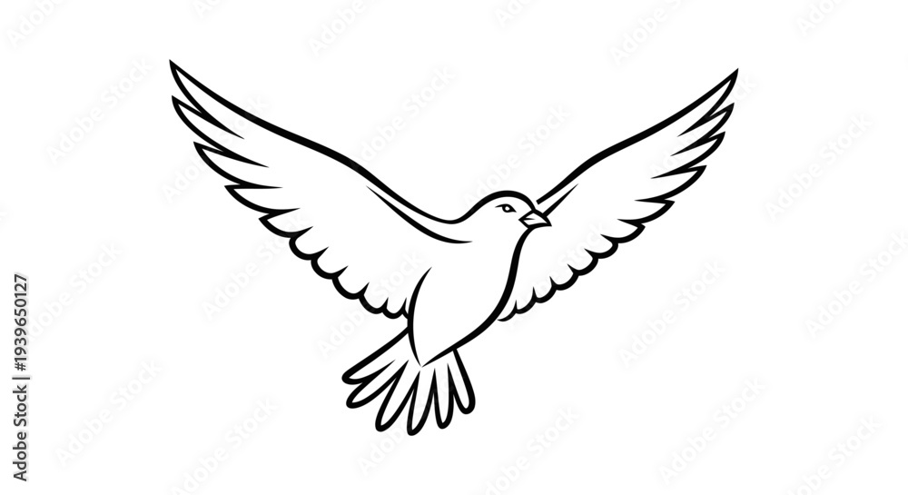 Fototapeta premium Simple Line Drawing of a Dove in Flight, Symbol of Peace and Freedom