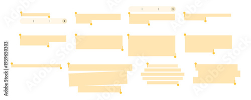 Yellow Note Highlight Text Marker Box Set. Highlight Selection Shape Mark for Text Kit. Interface Navigation Bar. Vector Illustration