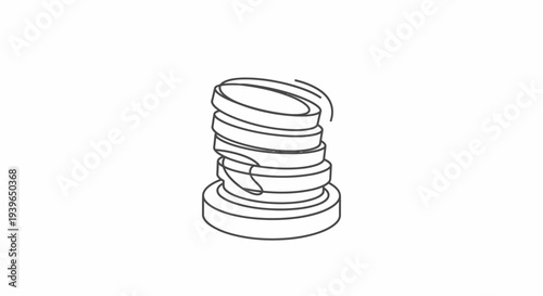 Stack of coins, money, finance symbol, simple line art, financial concept