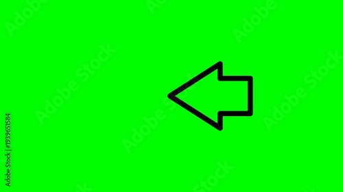 Motion Graphics left arrow animation on green background.