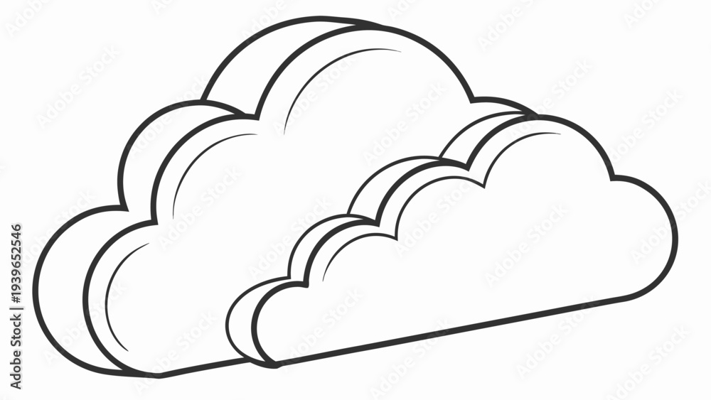 Fototapeta premium Simple black outline of a puffy cloud simple cloud flat cloud computing symbol white background