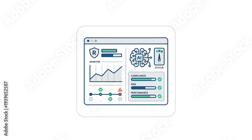 Digital compliance framework for internal audit and risk management, illustrating process checks, data audits, and performance monitoring