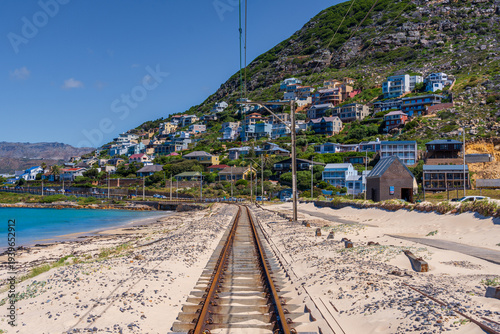 Coastal Railway Line Running Along the Sea at False Bay, Cape Town, South Africa
