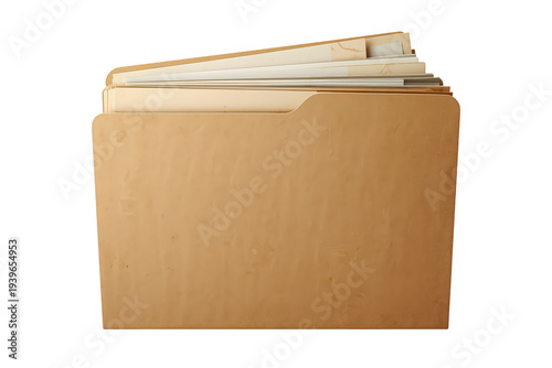File folder storing confidential documents for office organization, archiving important records, with transparent background