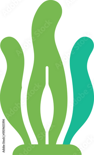 Minimalist Green Seaweed Icon Isolated on White Background for Marine and Aquatic Design Projects