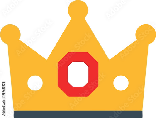Flat vector illustration of golden crown icon for royalty, leadership, and achievement concepts