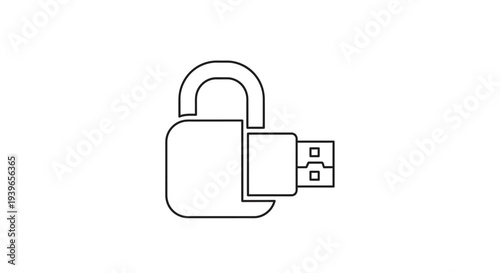USB Lock Security Protection Device Illustration.