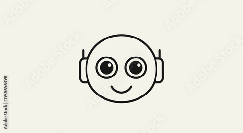 Simple Line Drawing of Robot Face.