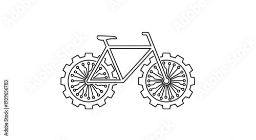 Simple Line Drawing of Bicycle Illustration.