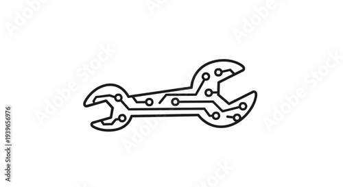 Adjustable Wrench Tool Illustration.