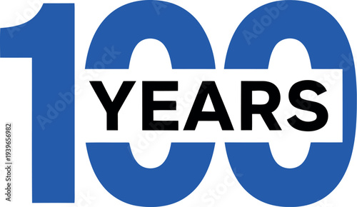 Blue 100 Years Anniversary Logo Design for Centennial Celebration and Milestone Events
