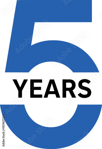Bold Blue Five Years Anniversary Celebration Icon for Milestone Achievement and Business Success