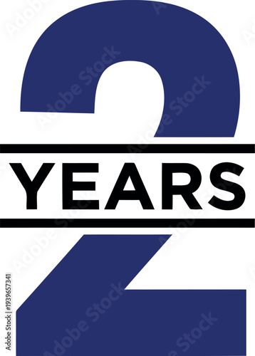 Bold Two Years Anniversary Logo Design in Blue and Black for Milestone Celebration