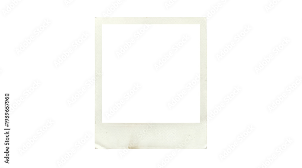 Fototapeta premium Blank instant photo frame mockup with white border and subtle shadow on white background, square empty space for branding, invitation, and minimalist design