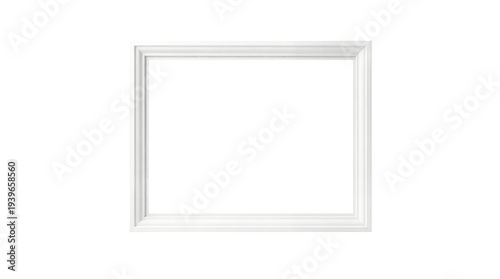 Cuadro en lienzo White rectangular picture frame mockup isolated on white background, empty blank